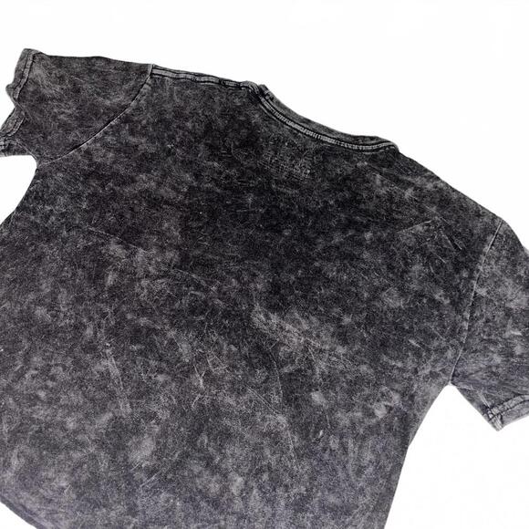 Def Leppard Vintage Style Acid Wash Band Cropped TShirt Black Womans Small Rock - Picture 4 of 5